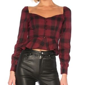 Revolve Flannel Peplum Blouse